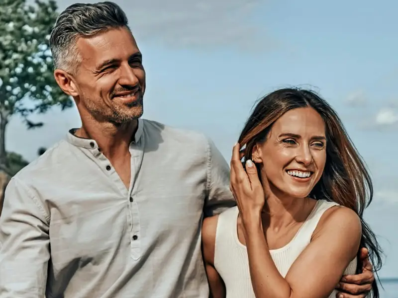 Couple smiling